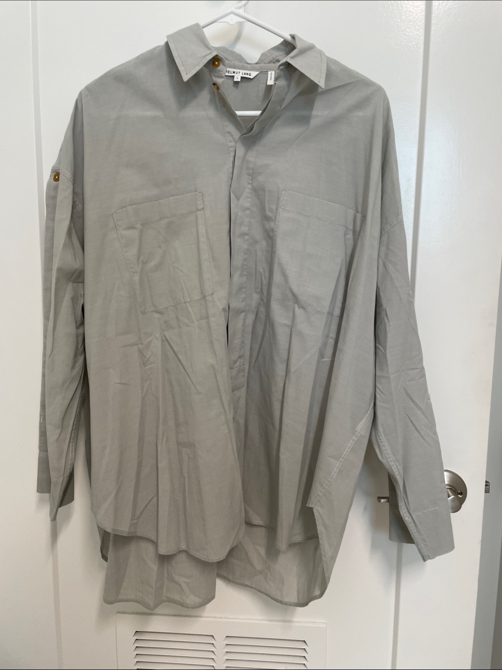 Helmut Lang Oversized Button-Down Shirt in Light Gray